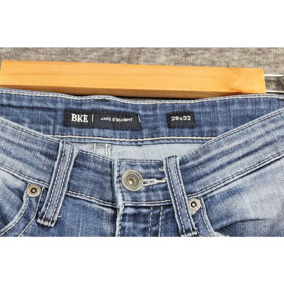BKE Jake Straight Jeans Mens 29x29 Blue Lightwash Denim Classic Comfort Stretch - Picture 3 of 5